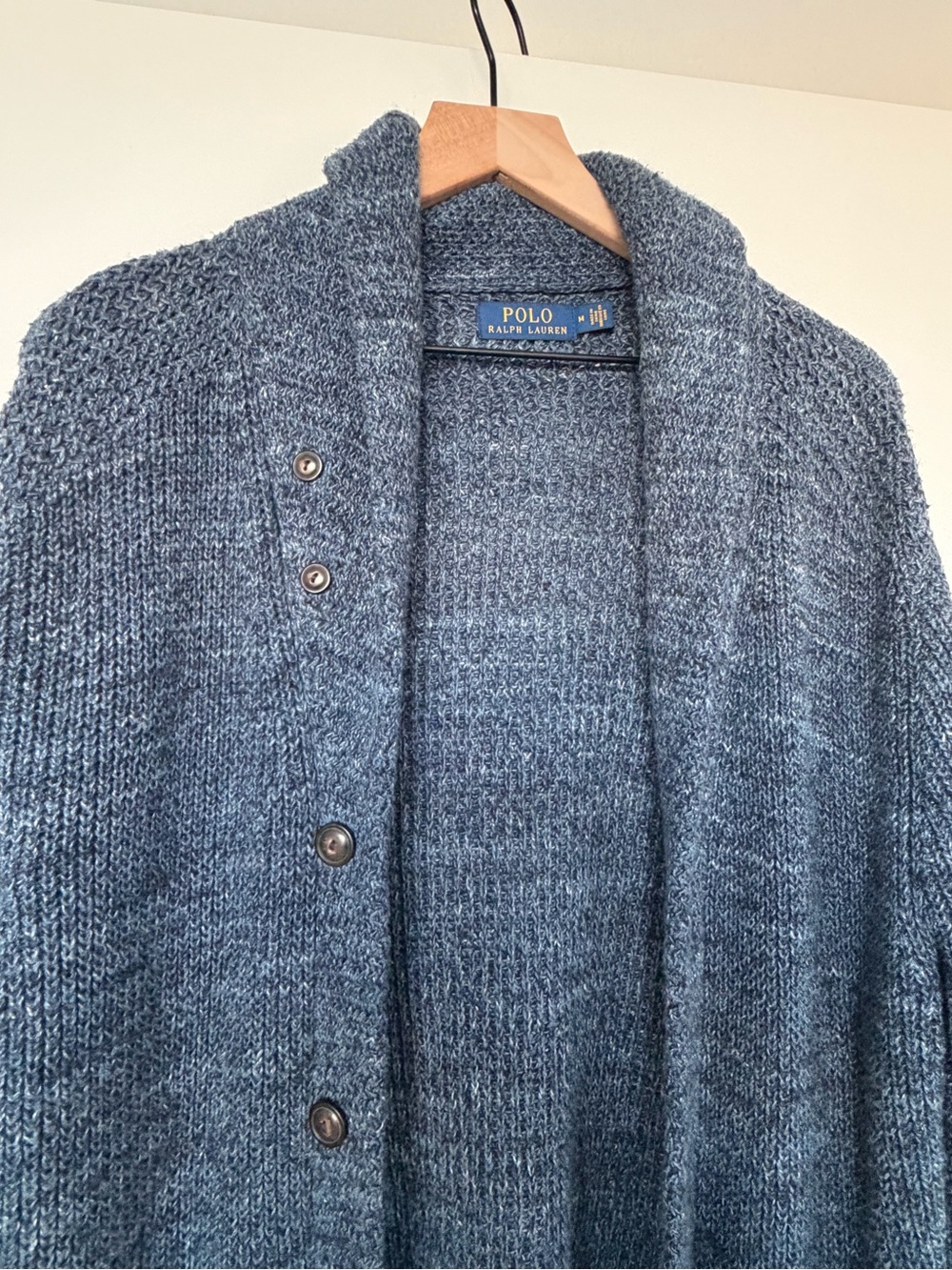 Polo by Ralph Lauren Men's Textured Shawl Collar Cardigan - Heathered Blue
